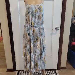 Vince Blue and Yellow Floral Midi Dress